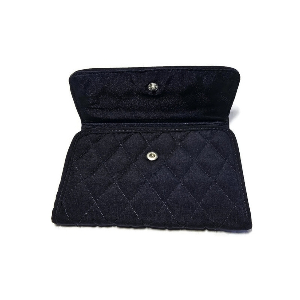Vera Bradley Womens Navy Blue Quilted Tri-Fold Small Wallet 5x4 - Picture 3 of 7